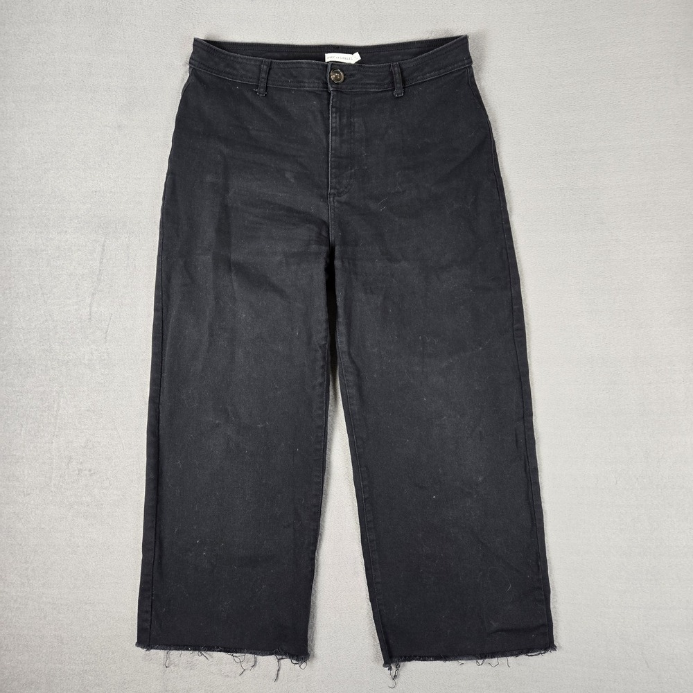 Avec Les Filles Pants Womens 30 Black wide leg cropped raw hem Trendy